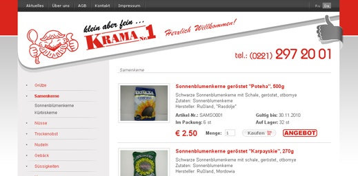 Internet-Shop Krama Nr.1. Cologne